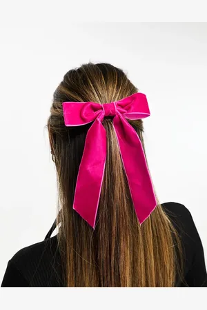 Easilocks Stor og pink hørsløjfe i velour - Kun hos ASOS-Lyserød