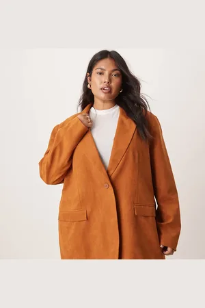 ASOS Curve - oversized blazer i ruskind-Brun