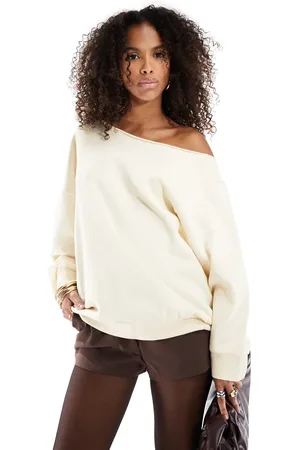 ASOS Oversized sweatshirt med offshoulder-snit i hvid