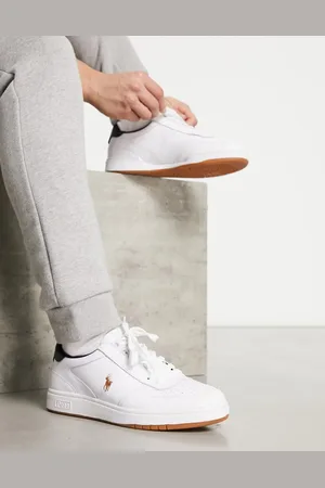 Ralph Lauren Polo Court - Hvide lædersneakers med ponylogo