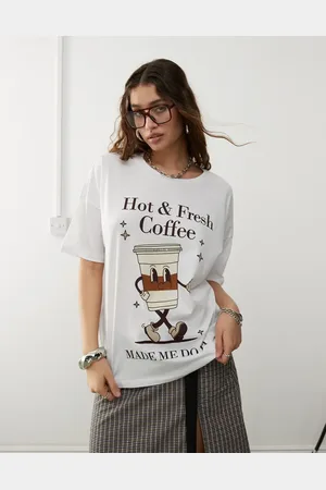 Noisy May Oversized T-shirt med "hot coffee"-print