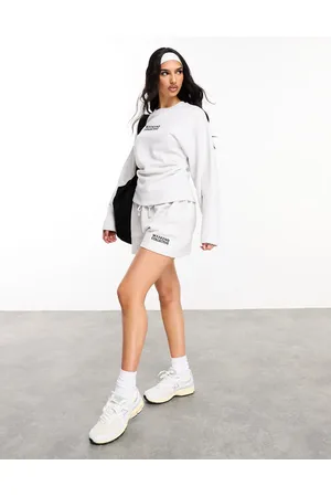 ASOS Weekend Collective - Gråmelerede joggingshorts med logo og taljebåndsdetalje