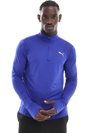 PUMA Run Favourite - Blå trøje med 1/4-lynlås