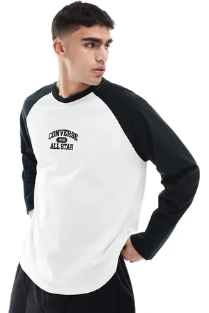 Converse Og hvid T-shirt med lange ærmer i varsity-stil