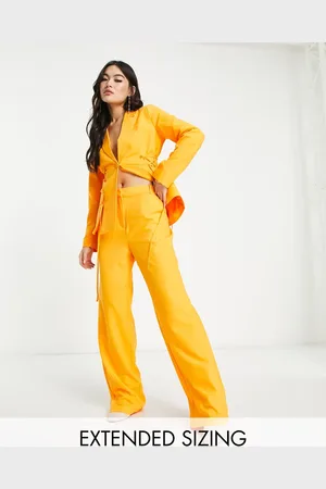 VERO MODA X Joann Van Den Herik - Skræddersyede bukser med vide ben i orange - Del af sæt