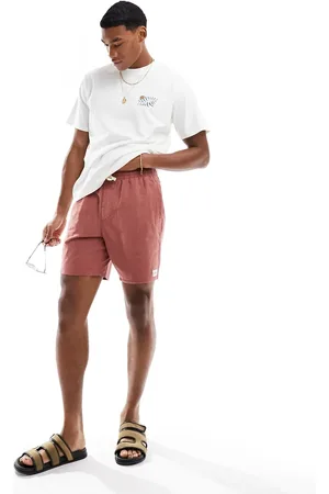 Rhythm Beach Jam - Lerbrune strandshorts i tekstureret hør-Orange