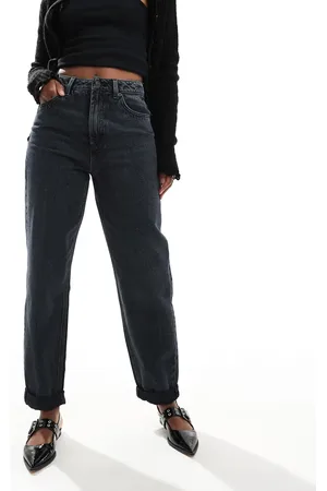ASOS Blåsorte afslappede mom-jeans med høj talje-Marineblå