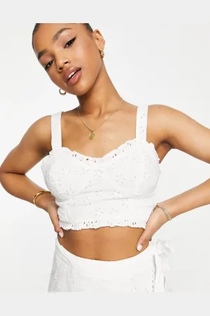 Miss Selfridge Elfenbensfarvet bralette med broderi og flæsedetaljer