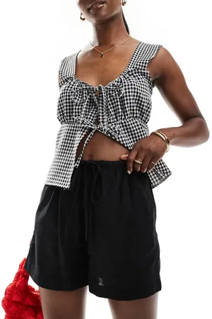 ASOS Sorte pull on-shorts i hørblanding