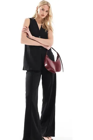 VERO MODA Sorte bukser i jersey-crepe med brede ben