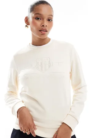 GANT Cremehvid sweatshirt med tonet logo-Neutral