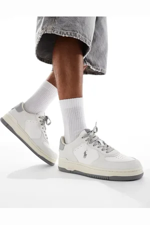Ralph Lauren Masters Court - Hvide og grå sneakers i ruskindsblanding