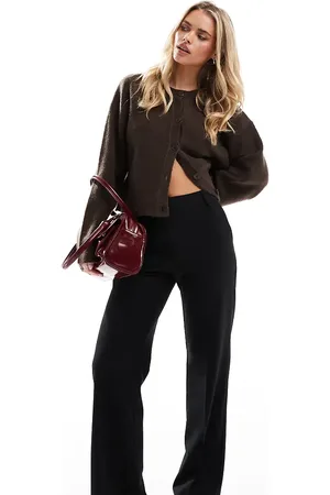 ASOS Petite - Sorte skræddersyede bukser med lige ben i slim fit