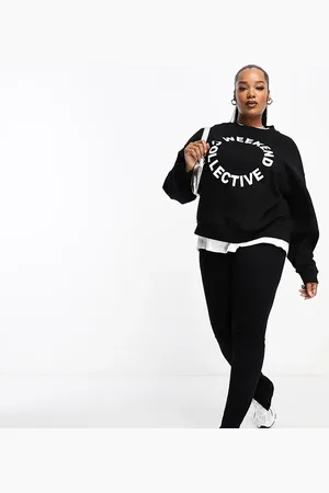 ASOS ASOS DESIGN Curve - Sorte leggings med slidser i siderne