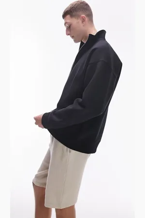 Topman Premium - Kraftig sweatshirt med ståkrave og gennemgående lynlås i