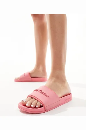 Juicy Couture Slider med logo i lyserød lemonade