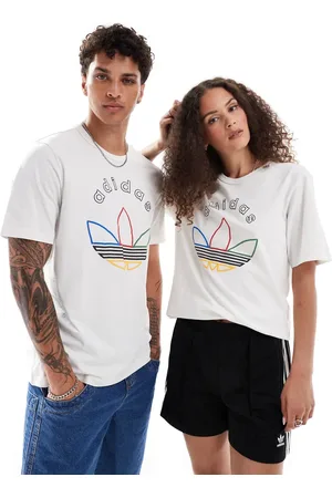 adidas Hvid unisex T-shirt med trekløvergrafik