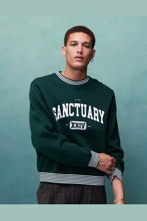 ASOS Grøn oversized college-sweatshirt med print på brystet i firkantet pasform