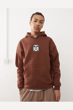 Obey Icon Eyes - Kraftig og bordeauxrød hættetrøje med logo