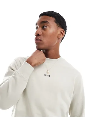 HUGO BOSS Sweatshirt med centralt logoprint-Neutral