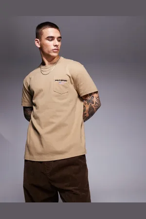 Ralph Lauren Sports Capsule - Gyldenbrun T-shirt med lomme med logo