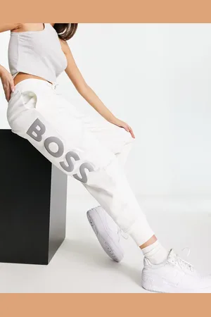 HUGO BOSS Etix - Råhvide joggingbukser med stort logo på benet