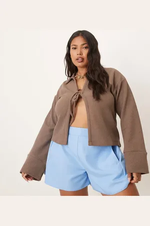 ASOS Curve - skræddersyede pull-on-boksershorts i hørlook