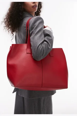 MANGO Tote-taske med læderlook