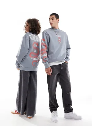 ASOS Grå og oversized unisex-sweatshirt med Nirvana-grafik