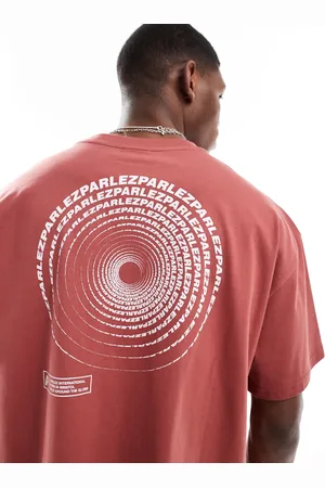 Parlez Luna - Koralfarvet og kortærmet T-shirt med logo og logoprint på ryggen i oversized pasform-Orange
