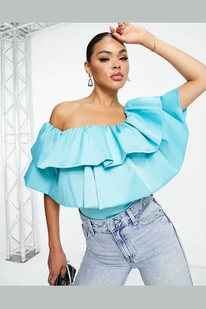 ASOS Offshoulder-bodystocking til byturen med dobbelte flæser