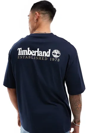 Timberland Oversized og T-shirt med stort tekstlogo på ryggen-Sort