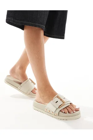AllSaints Ellie - Råhvide sliders i læder med nitter