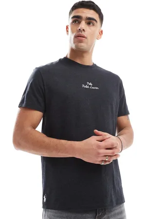 Ralph Lauren Sortmeleret T-shirt med centralt tekstlogo i klassisk, oversized pasform