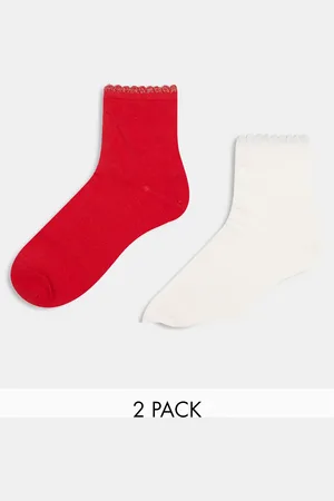Cotton On Cotton On - Pakke med 2 par perlerøde sokker med brede manchetter-Multifarvet