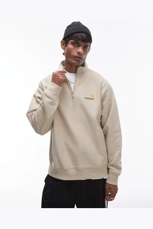 Carhartt American Script - Beige sweatshirt med lynlås i halsen
