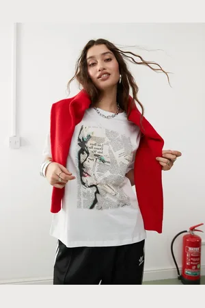 Noisy May Hvid oversized t-shirt med Madonna-avisgrafik