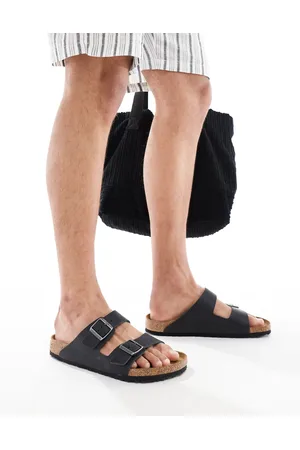 Birkenstock Arizona - Sorte sandaler i olieret læder