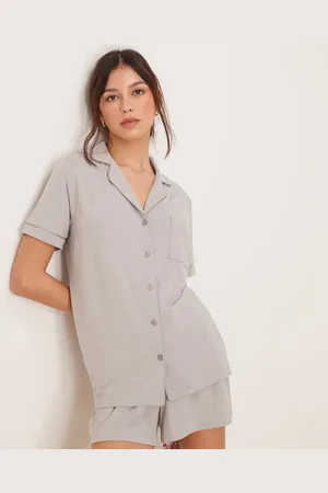 Loungeable Pyjamassæt med kortærmet skjorte og shorts i jersey