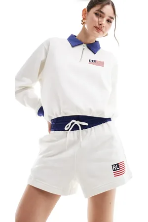 Ralph Lauren Cremehvide jerseyshorts med USA-logo