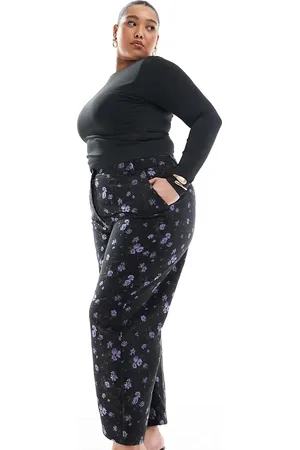 ASOS Curve - Sorte skræddersyede bukser med buede ben i jacquard
