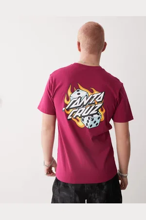 Santa Cruz T-shirt med flammende terningeprint på ryggen-Sort