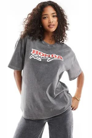 Daisy Street Grå forvasket T-shirt med "Honda Racing"-print