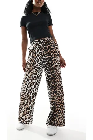 VERO MODA Bukser med vide ben og leopardprint-Multifarvet