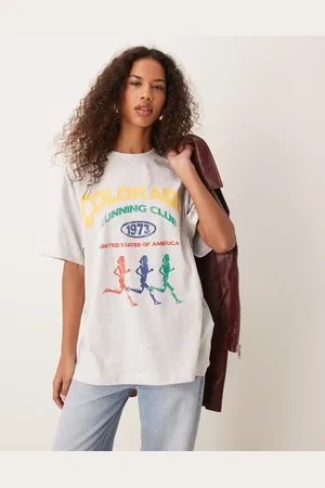 ASOS Oversized T-shirt i meleret lysegrå med grafisk 