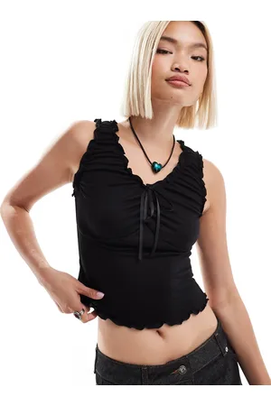 Daisy Street Cami-top med V-hals og sløjfedetalje i mesh