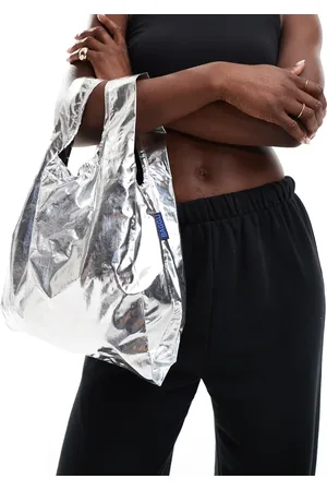 Baggu Mini-shoppertaske i metallisk sølvfarvet nylon