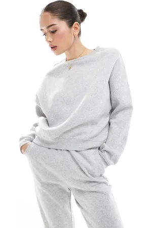 ONLY Lysegråmeleret sweatshirt med rund hals - Del af sæt