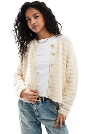 ONLY Cremehvid blød cardigan med tekstur