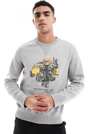 Ralph Lauren Gråmeleret sweatshirt med bjørneprint